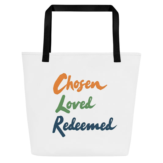 Christian tote bag - Chosen Loved Redeemed Large Tote Bag - Saint Label