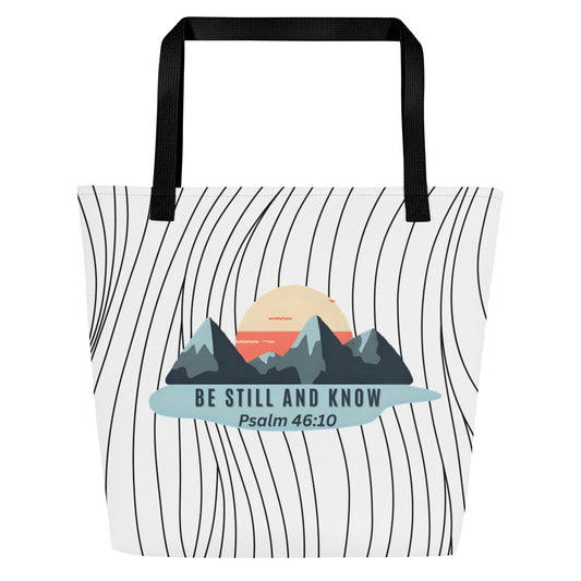 Christian tote bag - Be Still and Know Large Tote Bag - Saint Label
