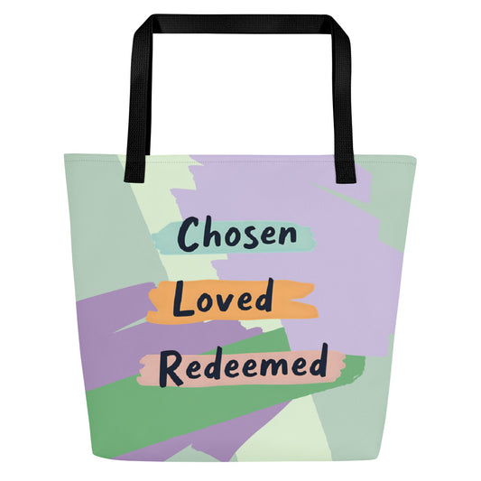 Christian tote bag - Chosen Loved Redeemed Large Tote Bag - Saint Label