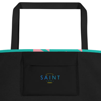 Inside pocket view showing a black interior pocket with “Saint Label” branding.