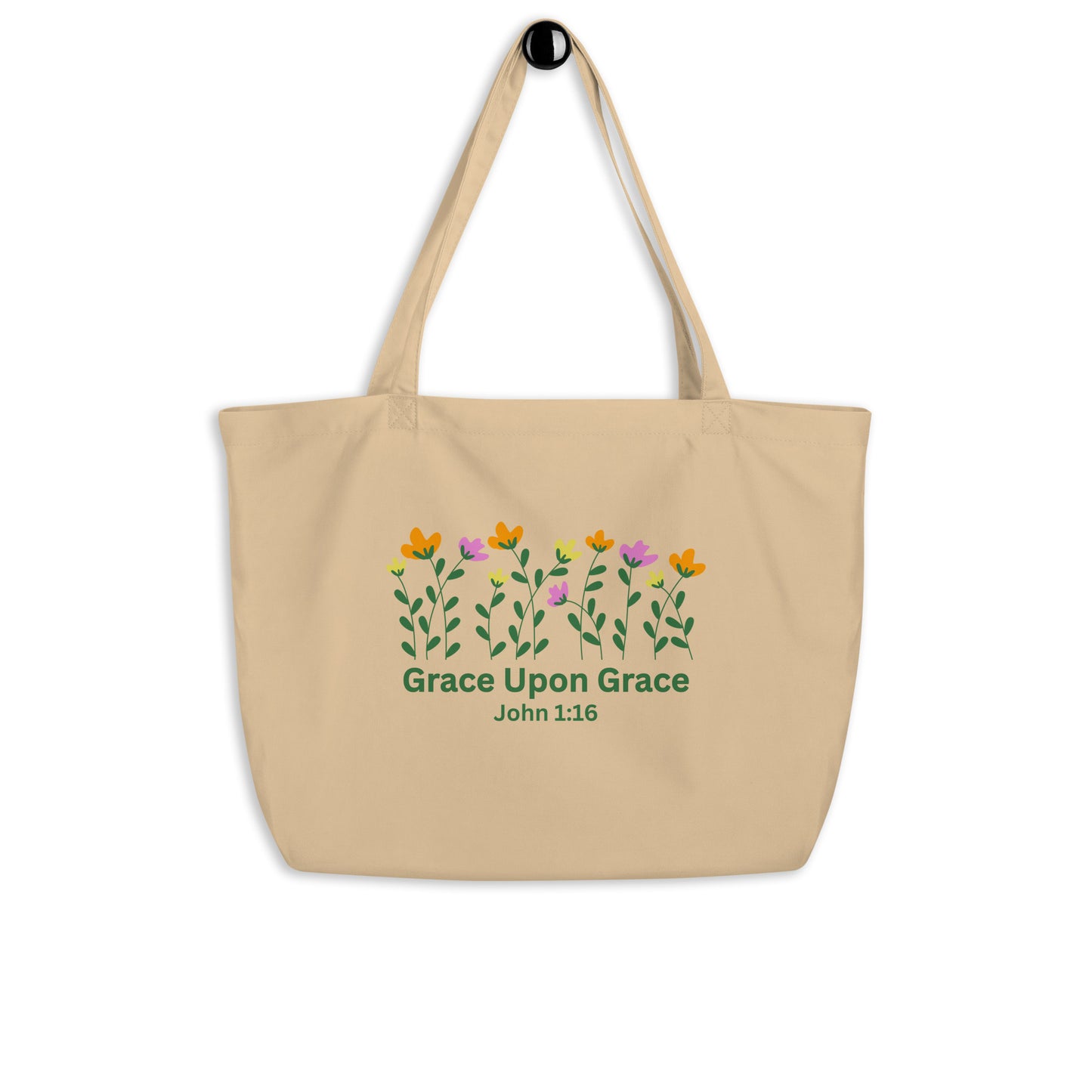 Grace Upon Grace Large Cotton Tote Bag - John 1:16