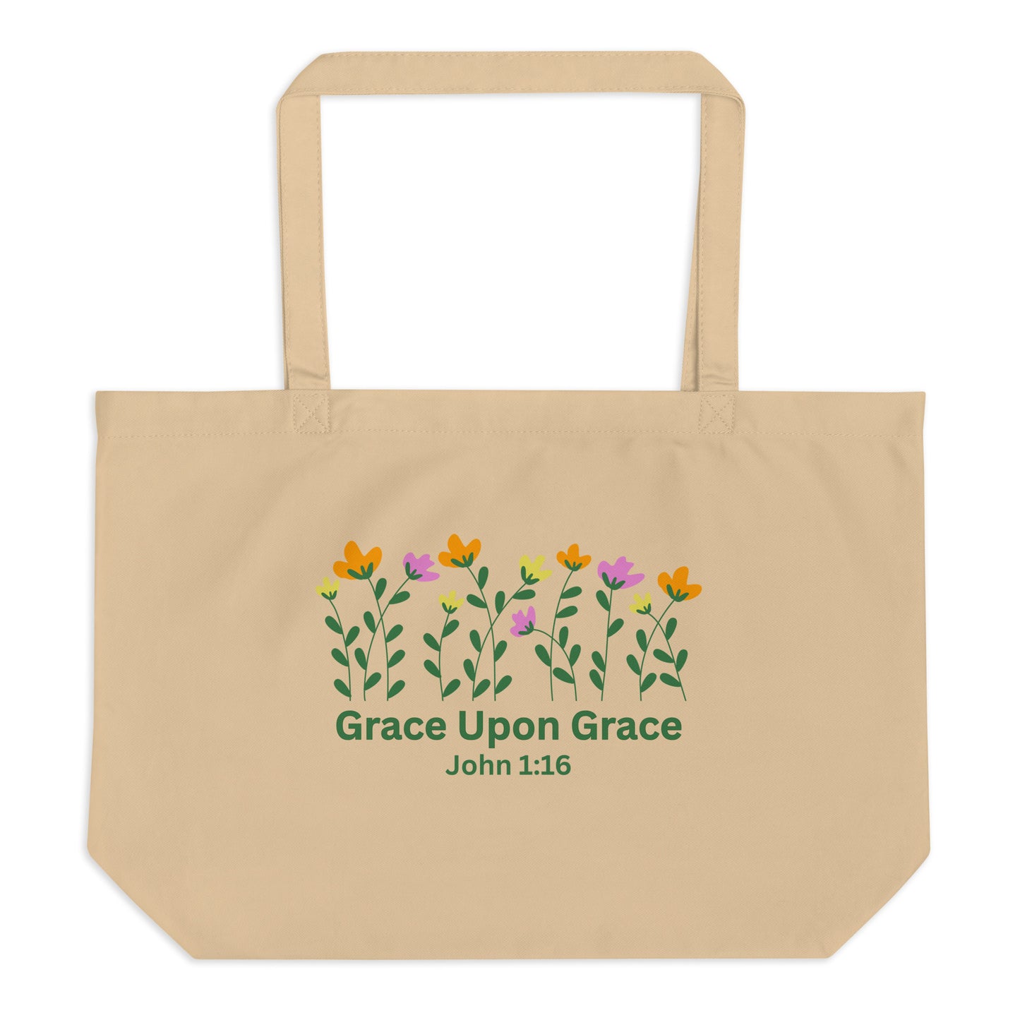 Grace Upon Grace Large Cotton Tote Bag - John 1:16