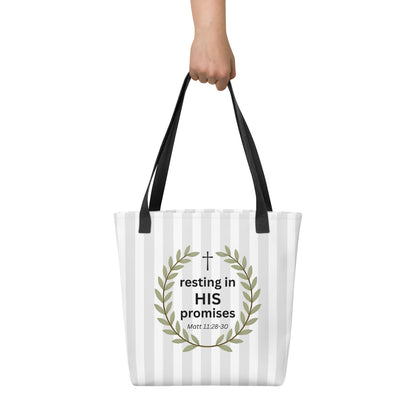 Resting in His Promises Tote Bag - Matthew 11:28-30