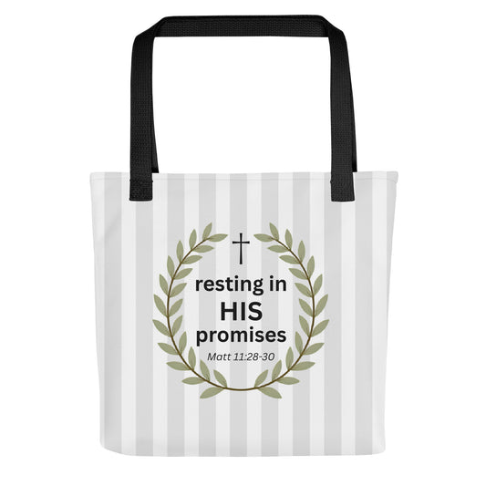 Resting in His Promises Tote Bag - Matthew 11:28-30