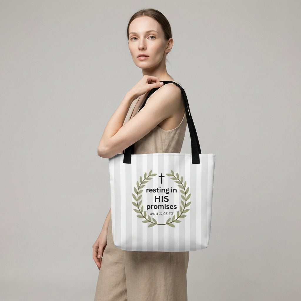 Resting in His Promises Tote Bag - Matthew 11:28-30