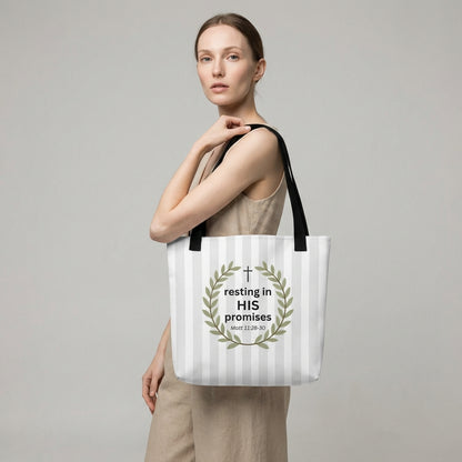 Resting in His Promises Tote Bag - Matthew 11:28-30
