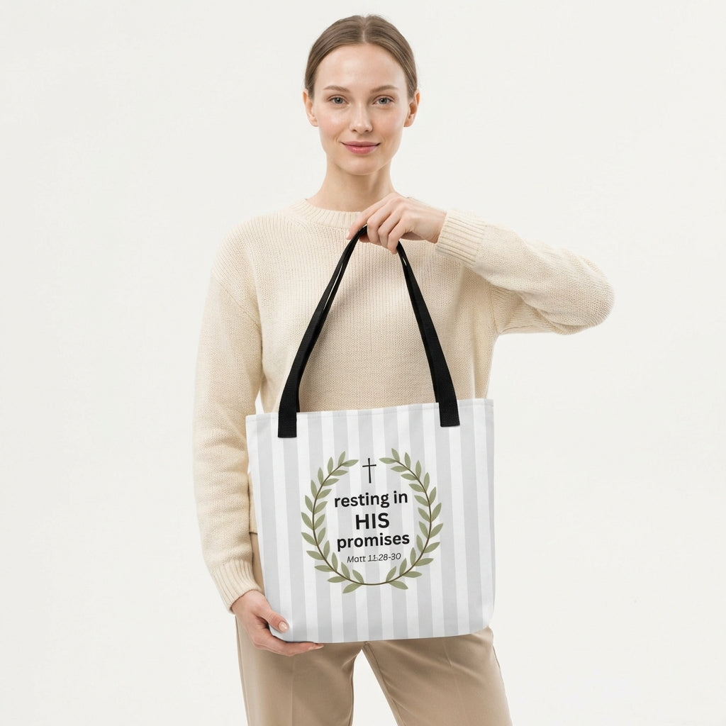 Resting in His Promises Tote Bag - Matthew 11:28-30