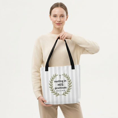 Resting in His Promises Tote Bag - Matthew 11:28-30